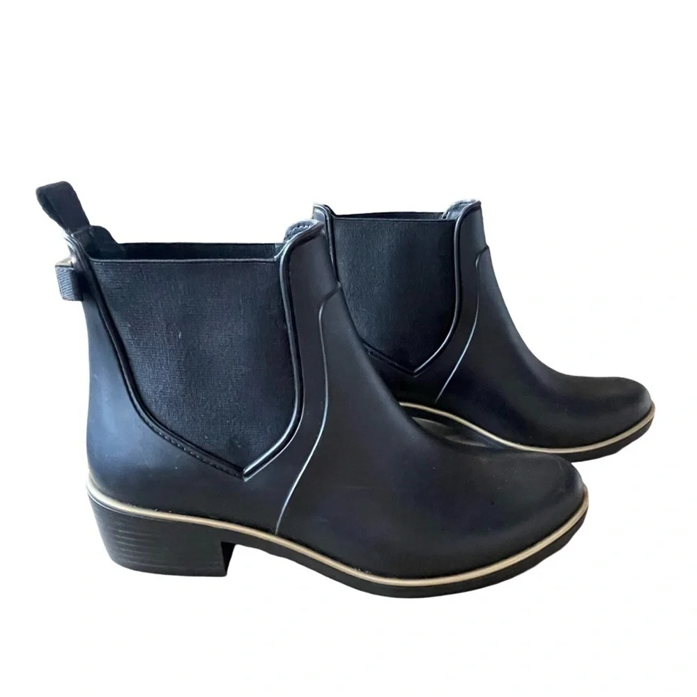 Kate Spade New York Solstice Rubber Black Rain Chelsea Boots Size 6